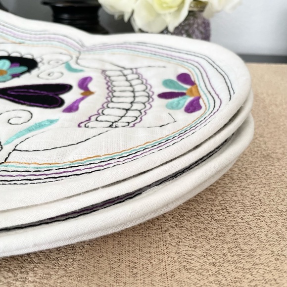 NWT Set of 4 Day of The Dead Skull/ Skeleton Placemats - Picture 3 of 6